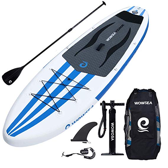 WOWSEA iSUP Inflatable Stand Up Paddle Board Package Includes Adjustable Paddle Travel Backpack Coil Leash