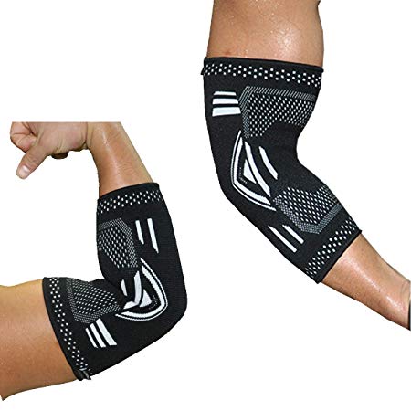 Elbow Compression Sleeve (1 Pair) – Tennis and Golfer's Elbow Brace Support, Protection & Pain Relief for Weightlifting, Exercise, Joint Pain Relief - Men and Women - Black