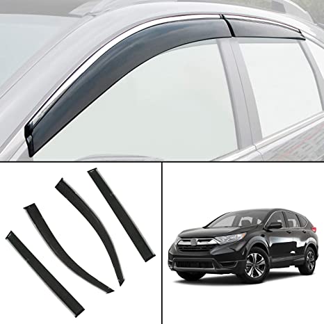 biosp Vent Visor For Honda CR-V CRV 5th gen 2017 2018 2019 Rain Sun Shade Window Deflectors Shield Wind Guard Side-Custom Fit 4 Pcs Set Smoke Gray