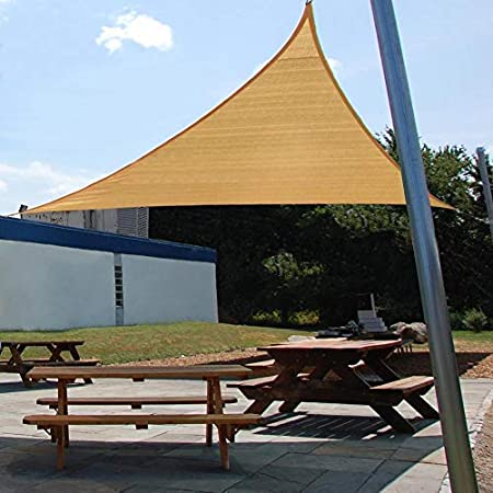 MXCELL Sun Shade Sand Color Triangle Sun Shade Sail for Patio UV Block for Outdoor Facility and Activities 12 x 12 x 12Ft