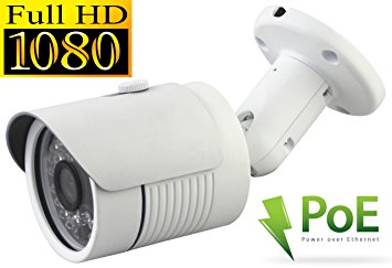 USG 2.4MP 1080P HD-IP PoE Network Bullet Security Camera - 3.6mm Wide Angle Lens - Home/Business Video Surveillance - Outdoor/Indoor IP66 Weatherproof Vandalproof 24 IR LEDs