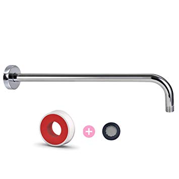 Chrome Shower Extension Arm and Flange, 16 Inch Stainless Steel Extra Long Arm for Rain Shower Head, Universal Showering Components Straight Wall-Mounted