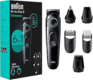 Braun All-in-One Style Kit Series 3 3460, 6-in-1 Trimmer for Men with Beard Trimmer, Ear & Nose Trimmer, Hair Clippers & More, Ultra-Sharp Blade, 40 Length Settings, Washable