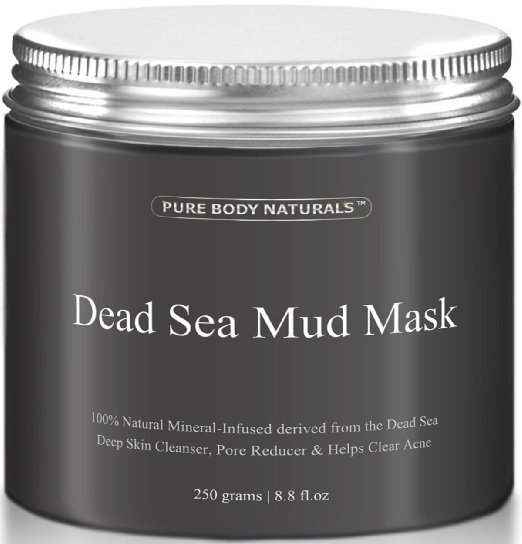 Pure Body Naturals The Best Dead Sea Mud Mask, 250G/ 8.8 Fl. Oz. - Dead Sea Mud Mask Best For Facial Treatment, Minimizes Pores, Reduces Wrinkles, And Improves Overall Complexion