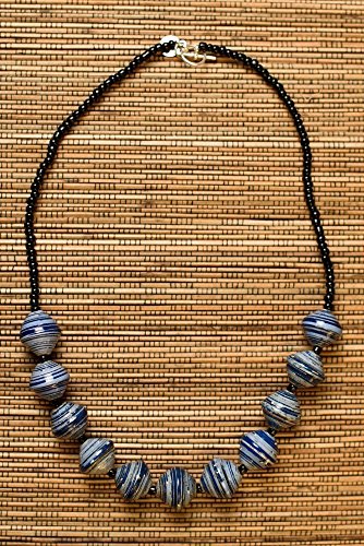 Fair Trade Asali Necklace - Blue - BeadforLife Paper Jewelry from Uganda