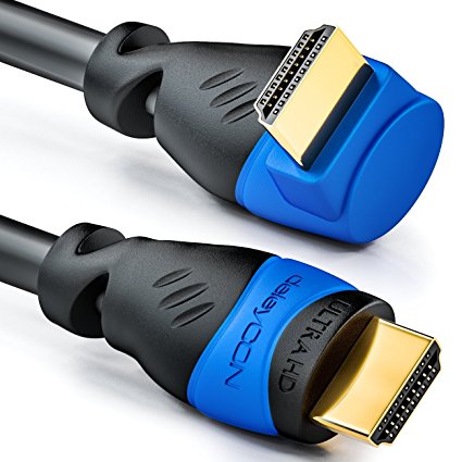 deleyCON (9.85 ft.) 3m HDMI 90° angle cable - compatible with HDMI 2.0 / 1.4 - UHD 4K HDR 3D 1080p 2160p ARC - High speed with Ethernet - black