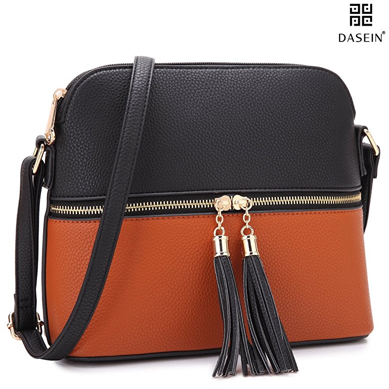 Dasein Women Vegan Leather Handbag Designer Purse Satchel Bag with Crossbody Strap