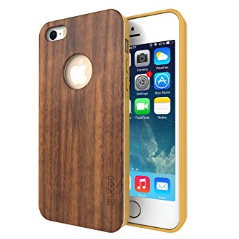 iPhone 5s Case, Slicoo® Nature Series Bamboo Wood Slim Covering Case for iPhone 5/5s (Black Walnut)