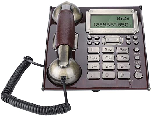 Retro Corded Telephone, Desktop Lindline Phone Vintage European Style Phone with Caller ID Antique Telephone for Home/Hotel/Office(Rde Peach Wood)