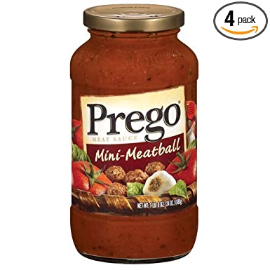Prego Italian Pasta Sauce 23.5oz Jar (Pack of 4) Choose Flavor Below (Mini-Meatball)