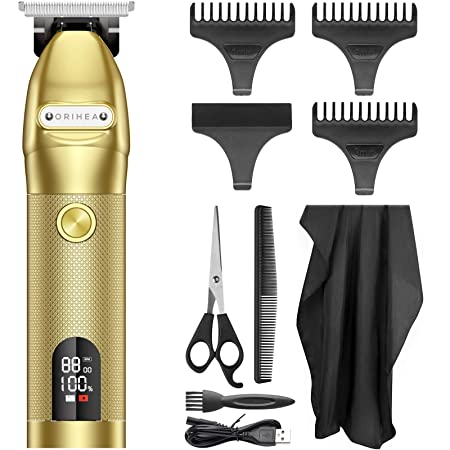 Professional Hair Clippers, Cordless Pro Outlining Trimmer: OriHea Hair Cuttings Kit,T-Blade Close Cutting Beard Trimmer For Men, LCD Display Zero Gapped Clipper for Men Kids Baby Stylists Barber