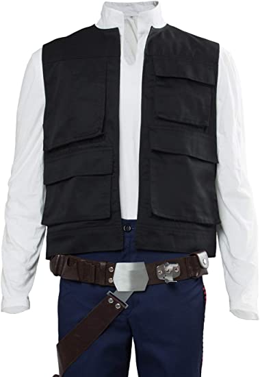 Cosplaysky Men's Halloween Vest for Han Solo Costume Belt Compatible Droid Caller Canister
