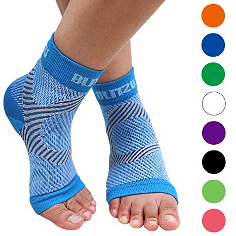 BLITZU Plantar Fasciitis Socks with Arch Support, Foot Care Compression Sleeve, Eases Swelling & Heel Spurs, Ankle Brace Support, Relieve Pain Fast