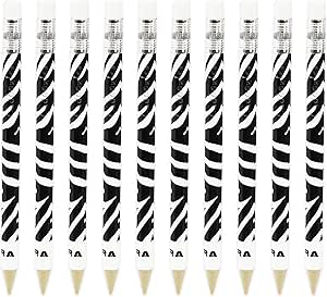 Zebra Cadoozle Mini Mechanical Pencil - 0.7mm Lead - Novelty Zebra Animal Print - Pack of 10