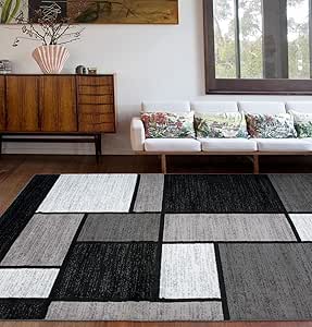 Rugshop Contemporary Modern Boxes for Home Office,Living Room,Bedroom,Kitchen Non Shedding Area Rug 3'3" x 5'3" Gray