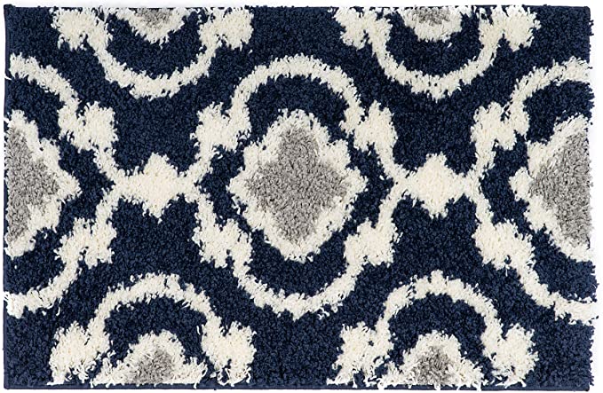 Rugshop Cozy Moroccan Trellis Indoor Shag Area Rug 2' x 3' Navy