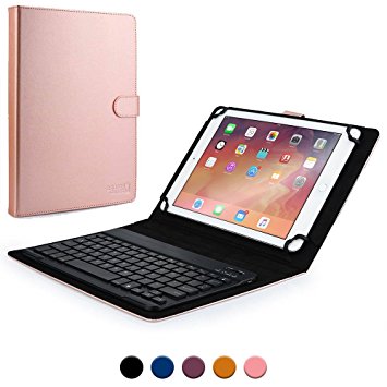 New Apple iPad 9.7 (2017) keyboard case, COOPER BACKLIGHT EXECUTIVE 2-in-1 Backlit LED Bluetooth Wireless Keyboard Leather Travel Cover Folio Portfolio Stand with 7 Colors (Rose Gold)