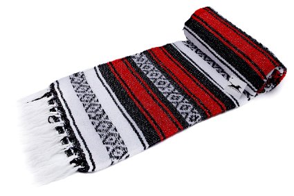 El Paso Designs Genuine Mexican Falsa Blanket - Yoga Studio Blanket, Colorful, Soft Woven Serape Imported from Mexico (Red)