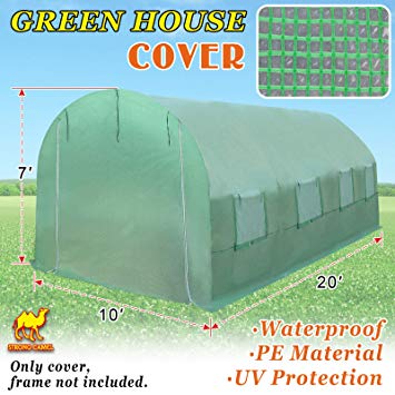 Strong Camel Greenhouse Replacement Cover 20'X10'X7' Green House Spare Parts Cover (Frame NOT Included)