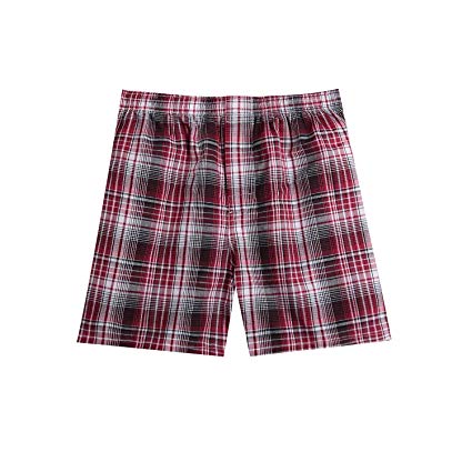 Pau1Hami1ton B-01 Men's Woven Boxer Shorts Cotton Trunks Button Plaid Briefs Checkered Underwear