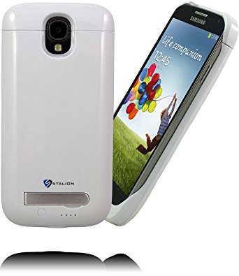 Galaxy S4 Battery Case: Stalion® Stamina Rechargeable Extended Charging Case (Ceramic White) 3300mAh Protective Charger Cover with Kickstand   LED Charge Indicator Light