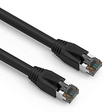 Nippon Labs Cat8 RJ45 5FT Ethernet Patch Internet Network LAN Cable, Indoor/Outdoor, 24AWG Shielded Latest 40Gbps 2000Mhz, Weatherproof S/FTP for Router, PS4, PS5, Xbox, PoE, Switch, Modem (Black)