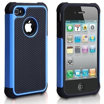 iPhone 4 Case iPhone 4S Case CHTech Fashion Shockproof Durable Hybrid Dual Layer Armor Defender Protective Case Cover for Apple iPhone 4S4 Blue