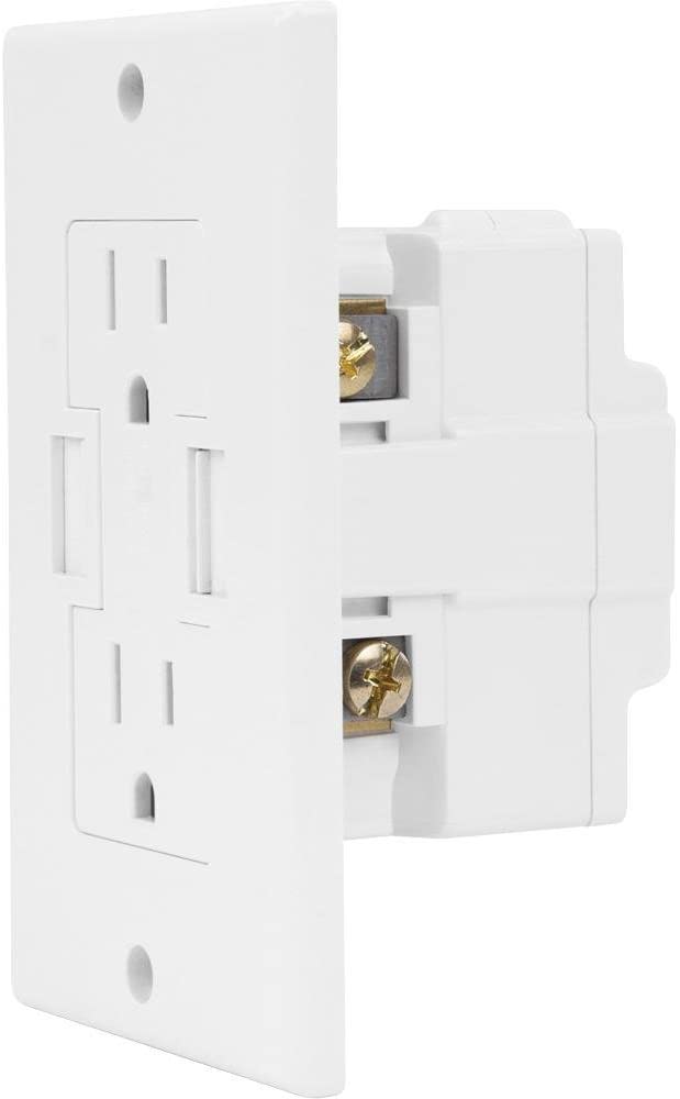 NewerTech Power2U USB Outlet, 20Amp Tamper Resistant Duplex Wall Outlet and 2.5Amp USB Charging Receptacle, white