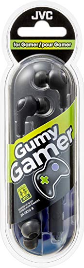 JVC Gumy Gamer, in Ear Earbud Headphones with Mic, Remote, and Mute Switch for Gaming and Chatting, Powerful Sound, Comfortable and Secure Fit, Silicone Ear Pieces S/M/L - HAFX7GB (Black)