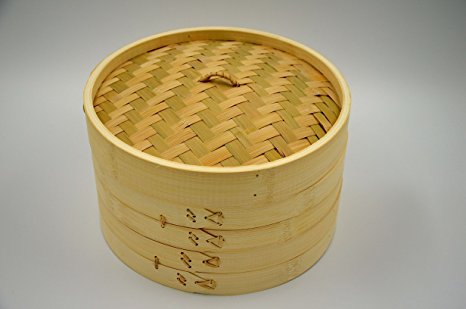 MASTERPROOFING 3-Piece Bamboo Steamer Set 10-Inch
