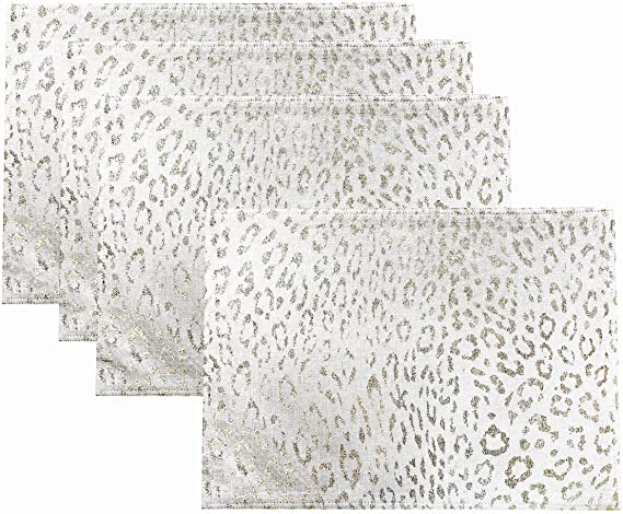 Benson Mills Tamali Leopard Placemat Set of 4, 13X18, Silver/Silver