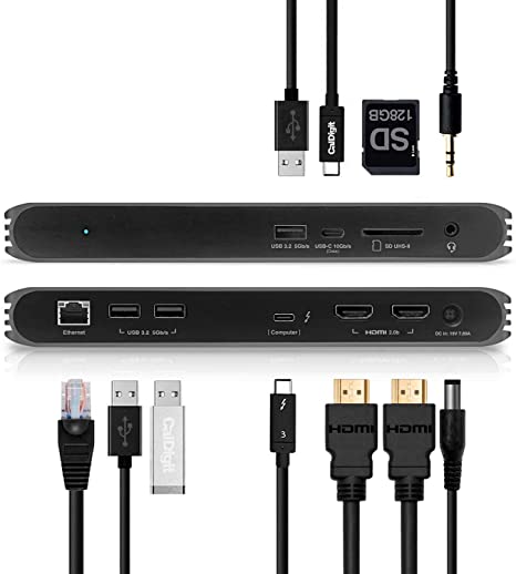 CalDigit USB-C HDMI Dock - 2 x HDMI 2.0, 94W Laptop Charging, Thunderbolt 3, UHS II SD Card Slot, USB C 10Gb, USB A x 3, LAN, 3.5mm Audio for Thunderbolt and USB-C Computers (Dual HDMI 2.0b)