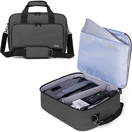 Luxja Projector Case, Projector Bag with Protective Laptop Sleeve, Projector Carrying Case with Accessories Pockets (Compatible with Most Major Projectors), Black