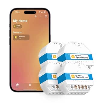 Meross Interrupteur Connecté (FIL NEUTRE REQUIS), Lot de 4 Interrupteur Module WiFi Compatible avec HomeKit, Siri, Alexa et Google Home, Commutateur Mural avec Commande Vocale et Contrôle à Distance