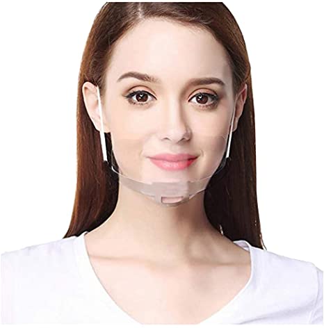 10 Pack Half Face Visor Plastic Clear Face Protection Elastic Comfortable Wearing Mouth Guard Sneeze Shield for Chef Snack Bar Kitchen Restaurant Waiter Attendant Cashier