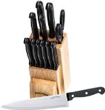 Knife Set with Wooden Block 13 Piece - Chef Knife Bread Knife Carving Knife Utility Knife Paring Knife Steak Knife and Scissors