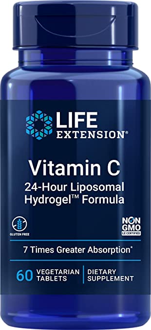 Life Extension Vitamin C 24-Hour Liposomal Hydrogel Formula – Vitamin C Benefits That Last 24 Hours a Day – Non-GMO – Vegetarian – Gluten-Free – 60 Vegetarian Tablets