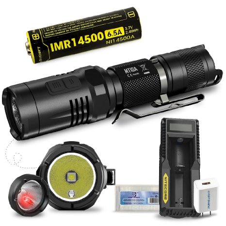 Bundle:Nitecore MT10A Tactical Flashlight CREE XM-L2 U2 920 Lumens EDC Torch Multitask Searchlight by IMR 14500 Battery UM10 USB Charger EASTSHINE UW1 USB to Wall Adaptger EB182 Battery Box