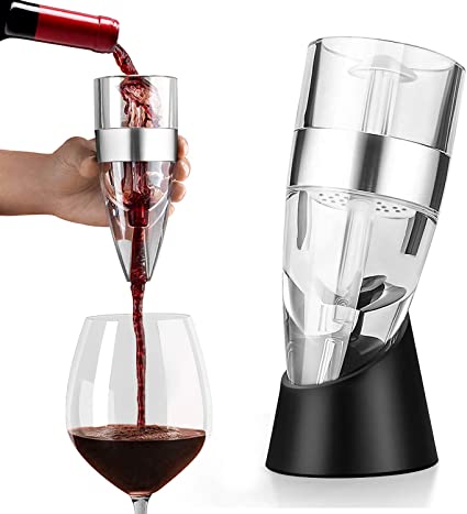 Wine Aerator, Quick Aerating Premium Red Wine Decanter Aerator with Stand and Travel Pouch for Home and Party