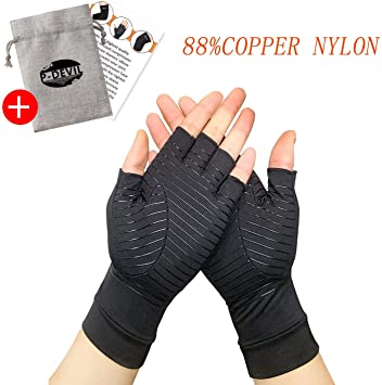 88% Copper Arthritis Gloves 1 Pair, Support Arthritis Compression Gloves Infused Copper for Women and Men, Relieve Arthritis Symptoms,Rheumatoid, RIS,Carpal Tunnel Pain, Support and Warmth for Hands!