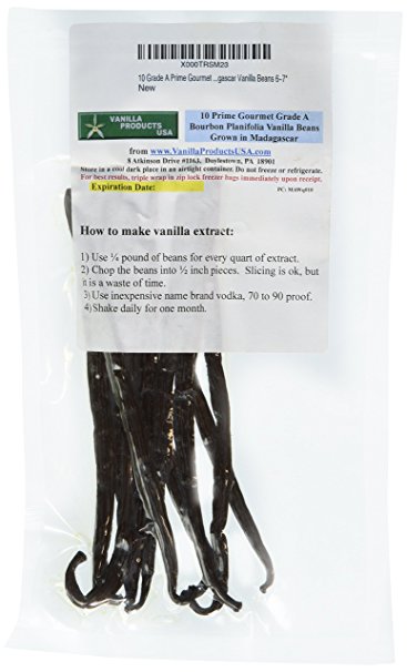 Vanilla Products USA 10 Grade A Prime Gourmet Madagascar Vanilla Beans 6~7"