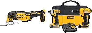 DEWALT 20V Max XR Oscillating Multi-Tool, Variable Speed, Tool Only (DCS356B) & DEWALT 20V Max Cordless Drill Combo Kit, 2-Tool (DCK240C2), Yellow/Black Drill Driver/Impact Combo Kit