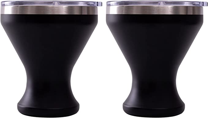 Jillmo Martini Glasses, Insulated Margarita Glasses, Set of 2, Black