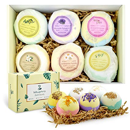 Miuphro Bath Bombs, Handmade Fizzies Bomb for Bubble Bath Spa for Relaxing, Moisturizing Dry Skin-Natural Essential Oil, Shea&Coco Butter, Best Gift Ideas for Wife, Girlfriend, Women and Mom (6 Pack)