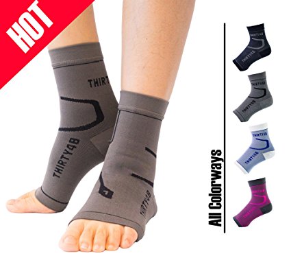 Thirty48 Plantar Fasciitis Socks(1 or 2 Pairs), 20-30 mmHg Foot Compression Sleeves for Ankle/Heel Support, Increase Blood Circulation, Relieve Arch Pain, Reduce Foot Swelling