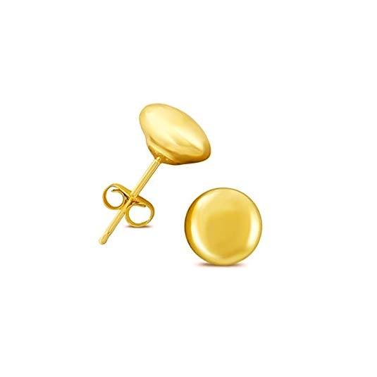 14K Yellow Gold Button Ball Stud Earrings
