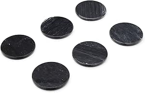 Fox Run Natural Black Polished Marble Stone, 6 Coasters