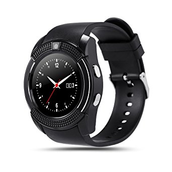 MRS LONG Y8 Smart Watch 1.22 Inch Cell Phone Fitness Tracker Bluetooth WristWatch with Camera for Android Smartphones (Black)