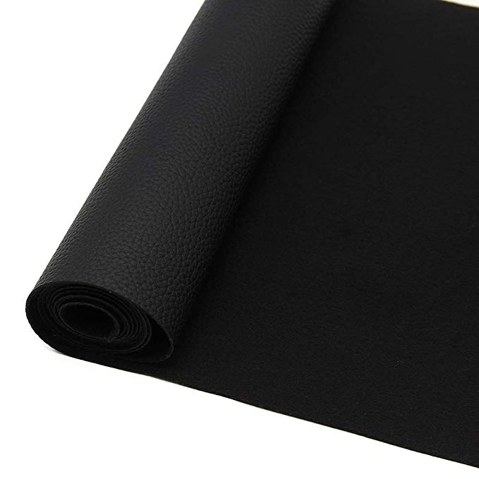 David accessories Litchi Synthetic Leather Fabric Sheets 1PC 11" x 55" (30x140cm)  for Hair Bows Jewelry Bag Making Sewing Decorations (Black)