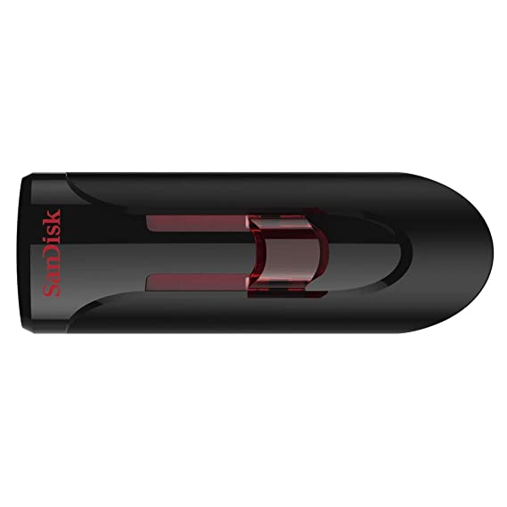 SanDisk Cruzer Glide 3.0 USB Flash Drive, CZ600 64GB, USB3.0, Black with red Slider, Retractable Design, 5Y